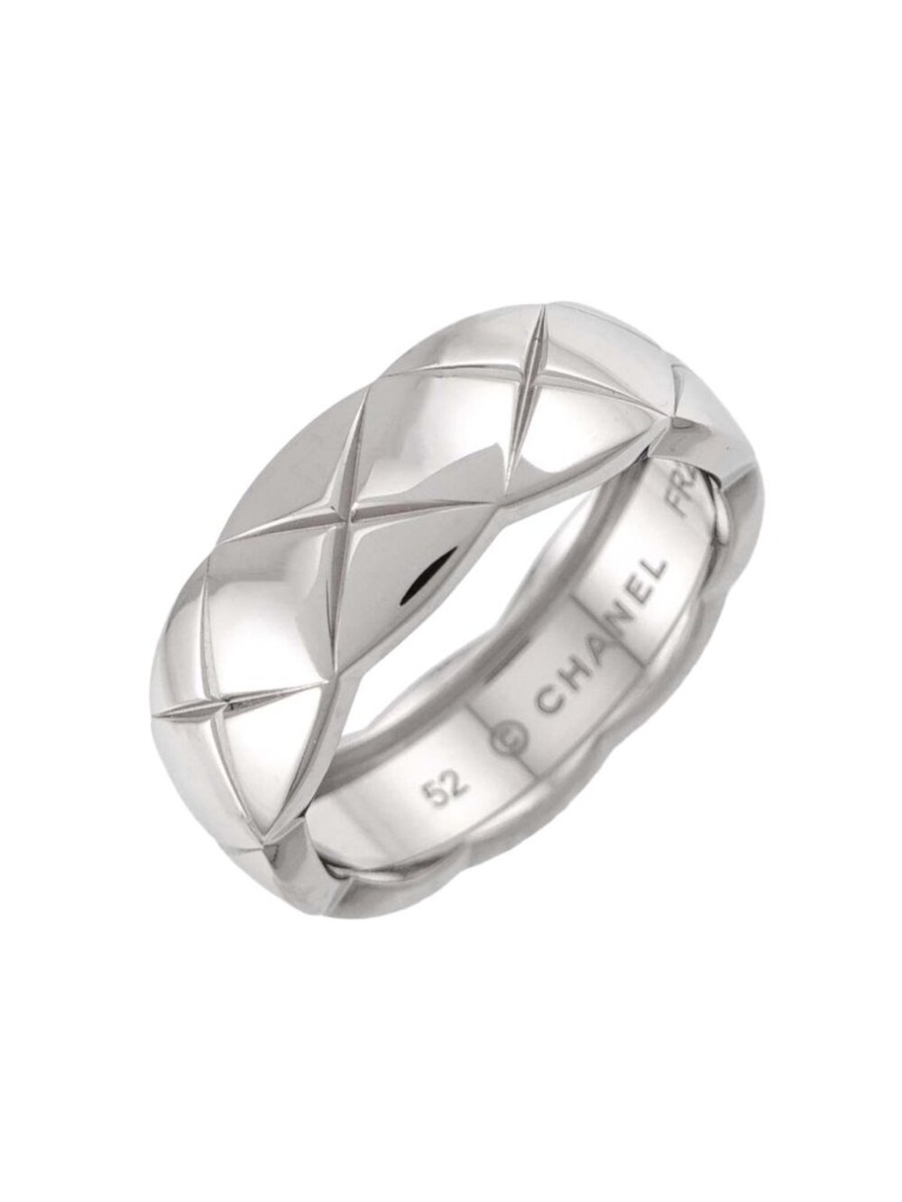 Chanel Coco Crush Medium 52 Ring 18K White Gold 750 Quilted